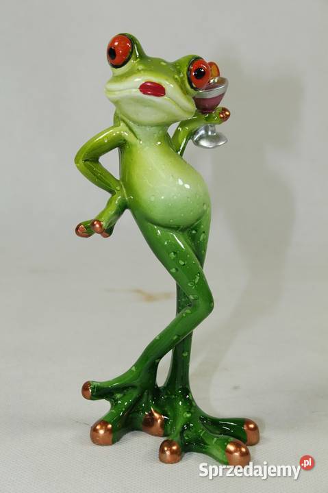 Śmieszna figurka żaba z drinkiem dekoracja Limanowa