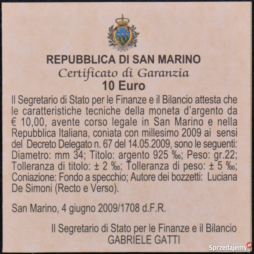 10 EUROSAN MARINO 2009 EUROPEJSKA UNIA MONETARNA sprzedam