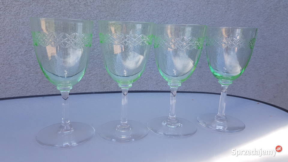 Kieliszki szkło uranowe śląskie Myszków