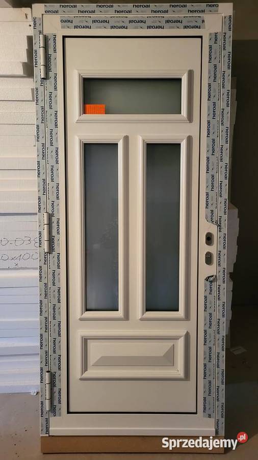 Drzwi zewnętrzne 98x220 biało zielone lewe do Koniecpol