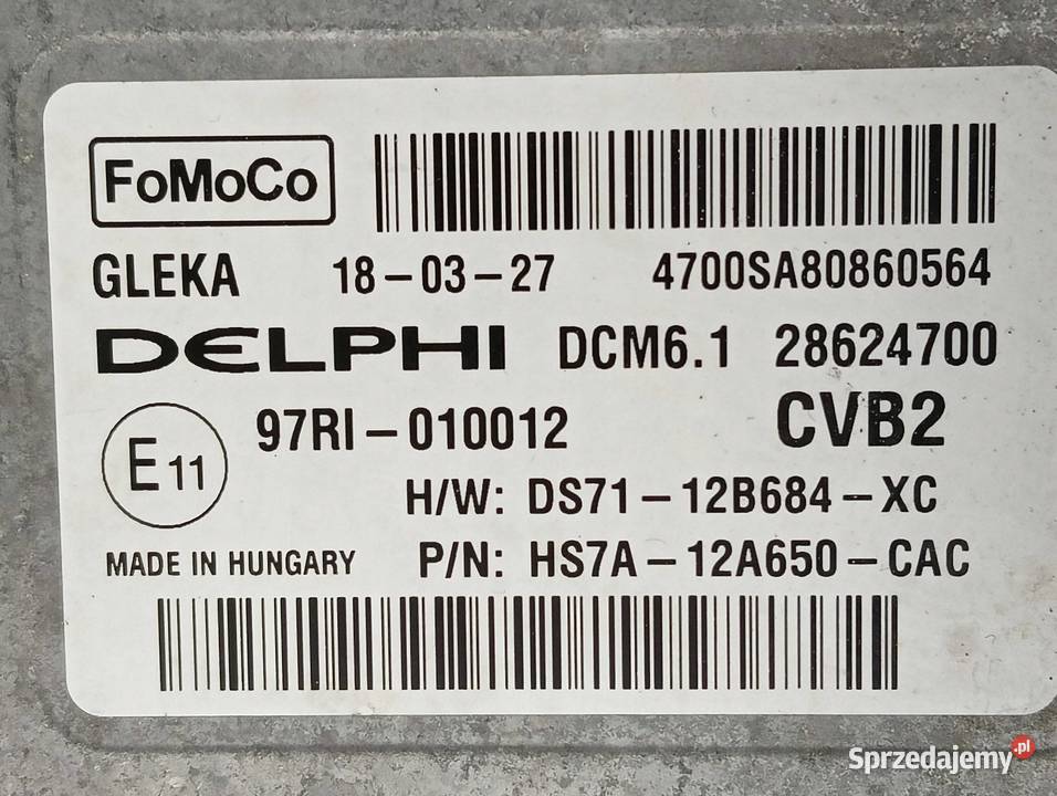 STEROWNIK SILNIKA HS7A12A650CAC 20 TDCI 179 Ford