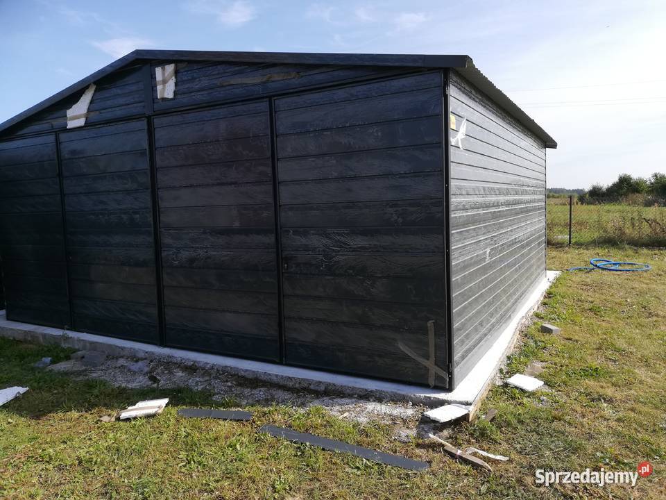 Garaż Blaszany GRAFITOWY zadaszenie bramy Garaże 329zł/m2 Opawica