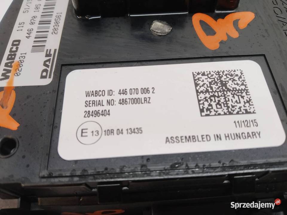 KAMERA LDWS ASYSTENT PASA 4460701050 DAF XF osobowe Wyposażenie elektryczne
