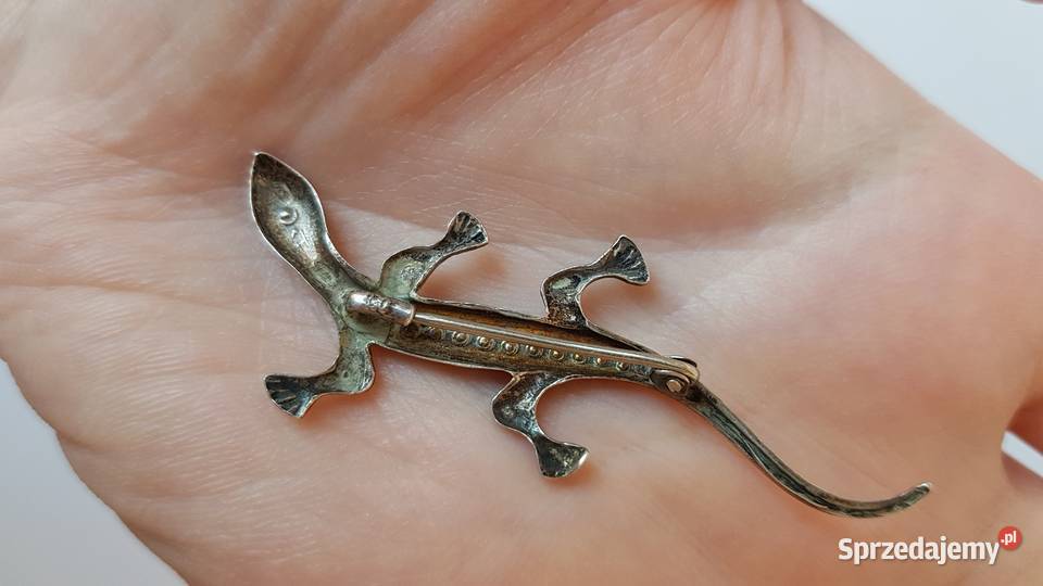 Stara broszka Salamandra jaszczurka z śląskie Dąbrowa Górnicza sprzedam