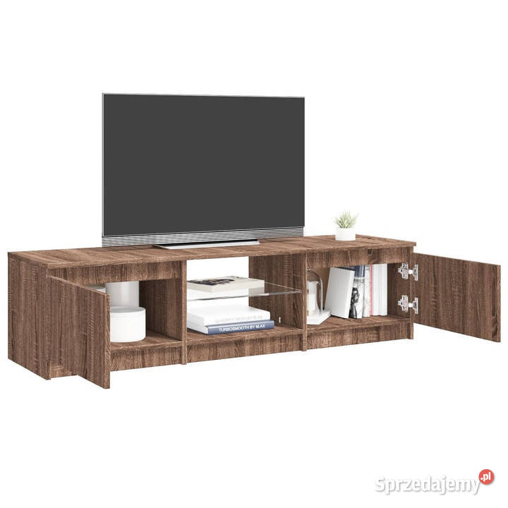 Szafka pod TV z LED brązowy dąb 140 x 40 x 355 Warszawa