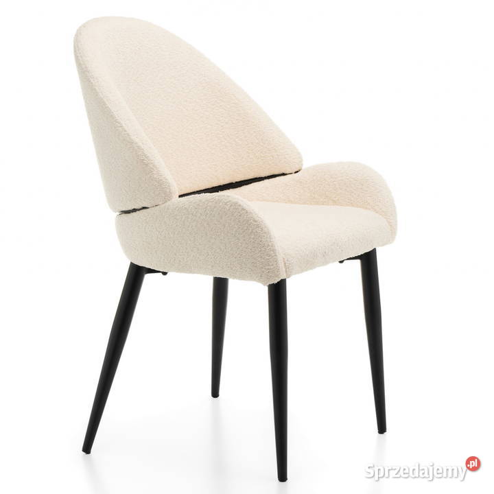 Krzesło Tapicerowane Bergamo Boucle Jasnobeżowe Krzesła Tarchały Małe
