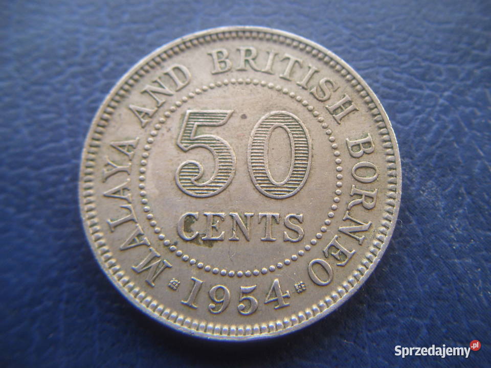 Stare monety 50 cent 1954 Malaje i Brytyjskie Lesko