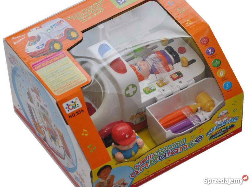 Edukacyjna karetka ambulans z pacjentem akcesori