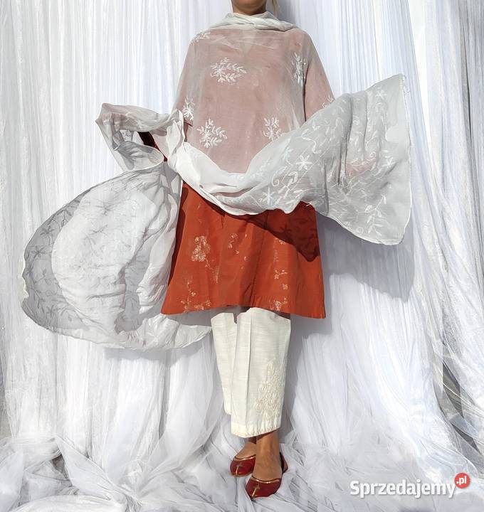 2 Duża chusta szal dupatta haftowana szyfon Szczecin