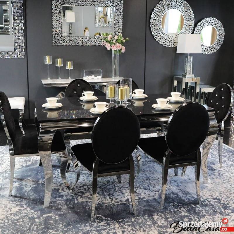 Jadalnia glamour Medaglione Nero piękna stylowa stół krzesła