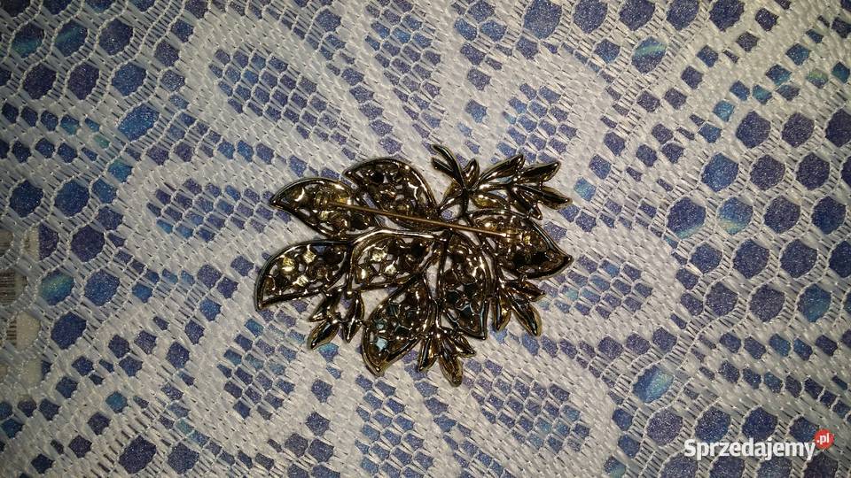 Stara angielska broszka wiązanka rubinowa