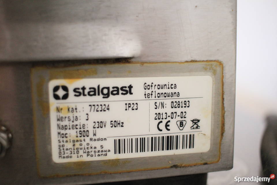 Gofrownica teflonowa Stalgast model 772324 Pszczyna