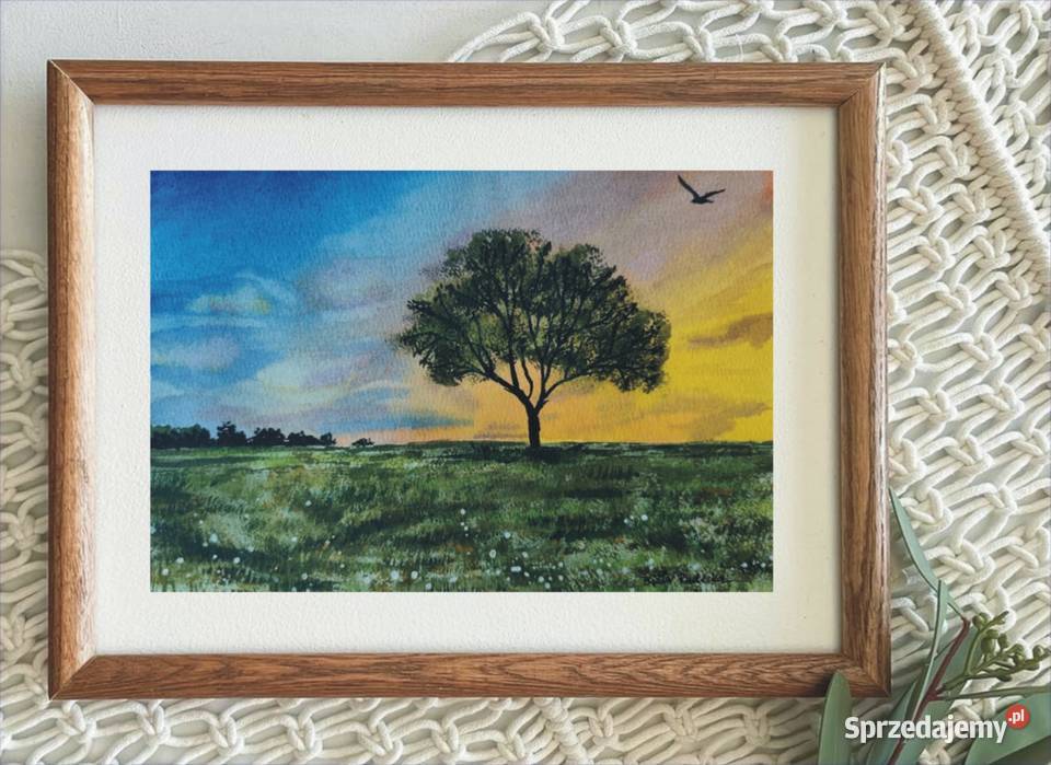 Akwarela Akwarelka Obraz pt Samotnicy 19x27 mazowieckie