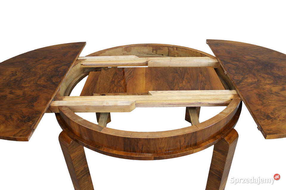 Duży rozkładany stół Art Deco w orzechu Meble Bydgoszcz