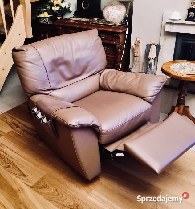 Fotel Rozkładany Relax Bujany Skóra Kolor Lubin sprzedam