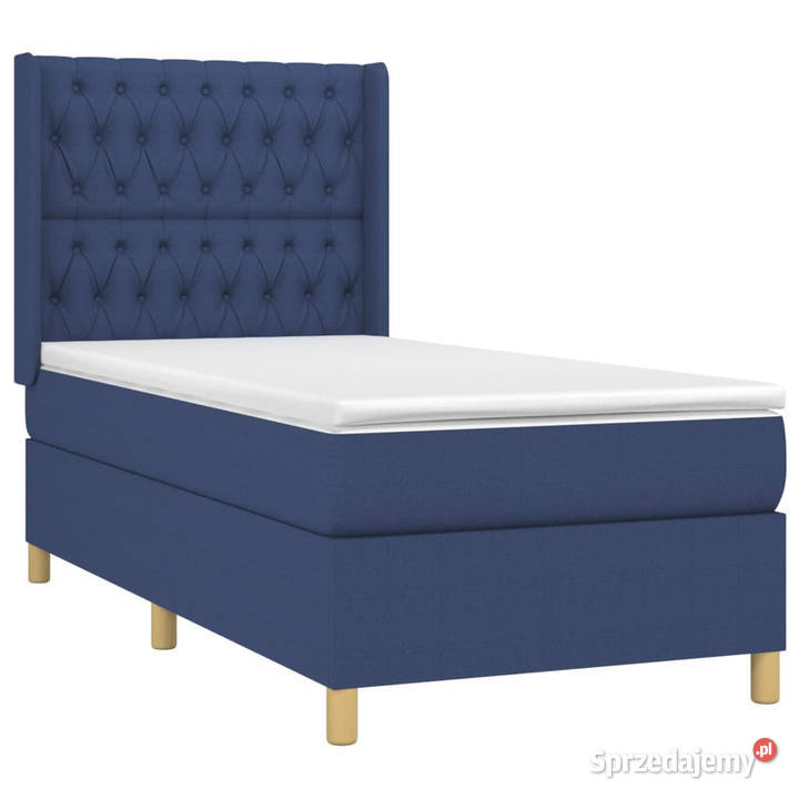 Łóżko kontynentalne z materacem niebieskie 128cm