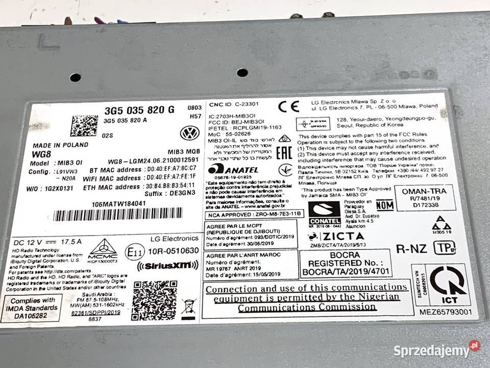 RADIO VW ARTEON 3G5035820G ODTWARZACZ MULTIMEDIA podkarpackie