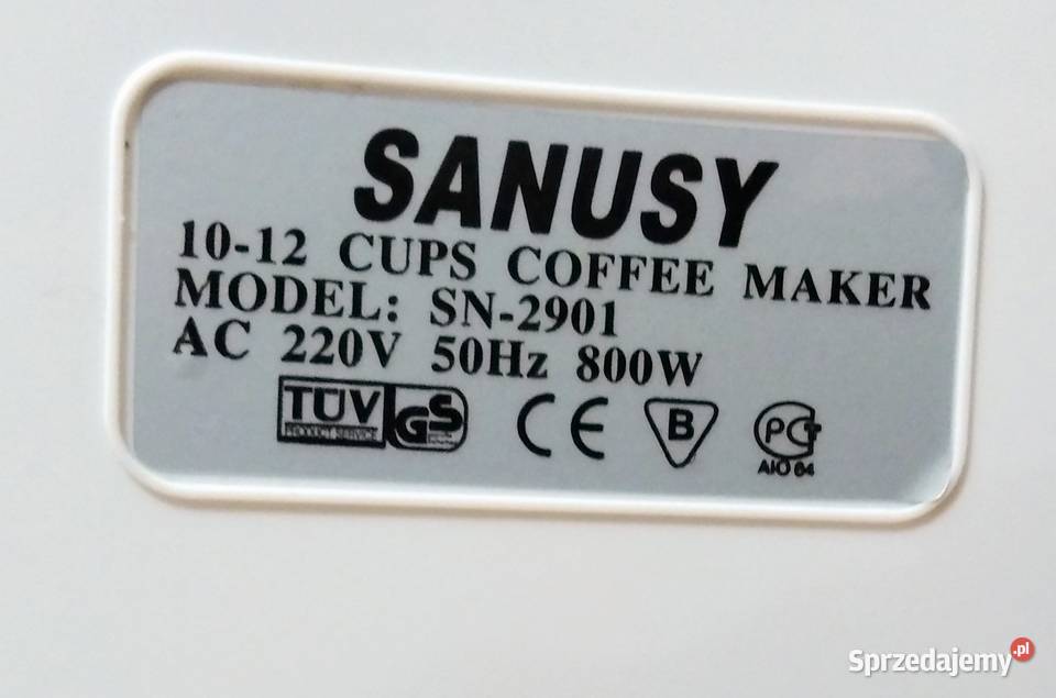Ekspres przelewowy do kawy herbaty Sanusy SN2901 AGD Włodawa sprzedam