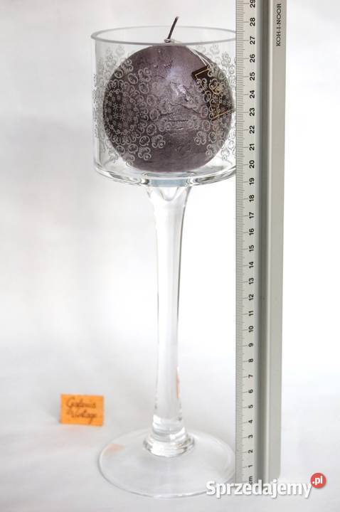 Świecznik szklany Almi Decor kielich grawerowany przezroczysty Lublin