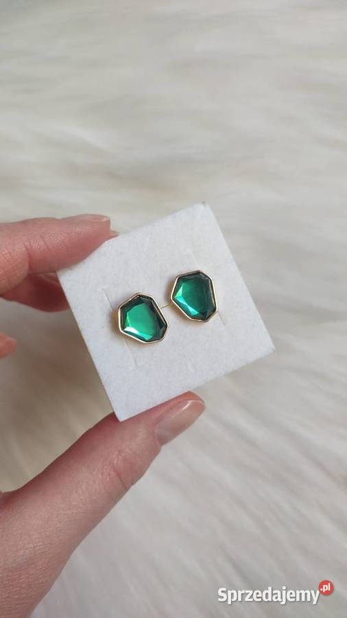 Zielone kolczyki z kryształkami Kolczyki Olkusz