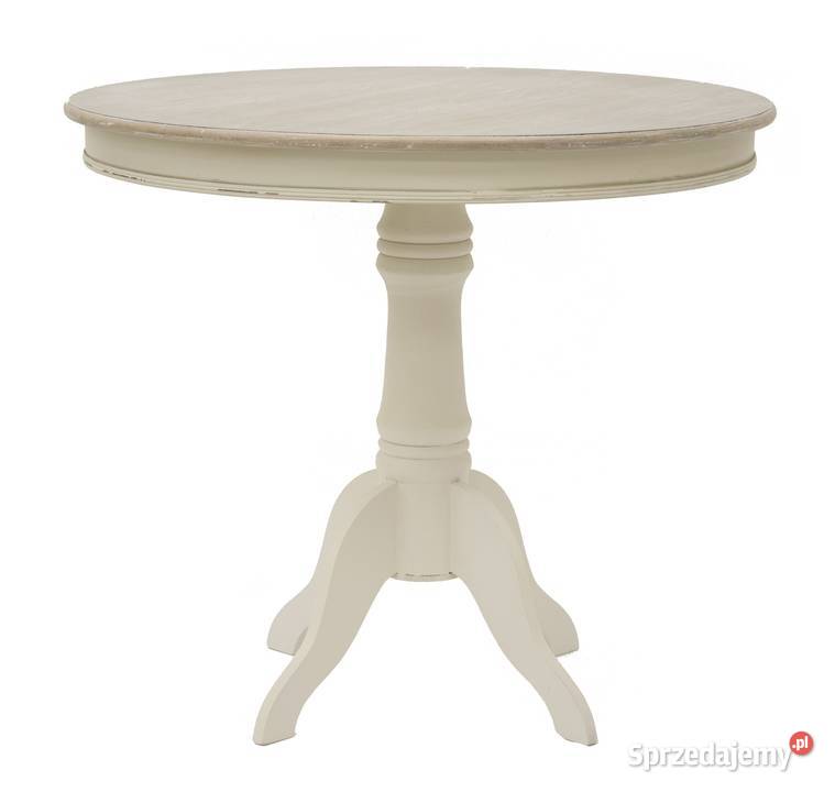 Okrągły stylizowany postarzany stół stolik na jednej nodze