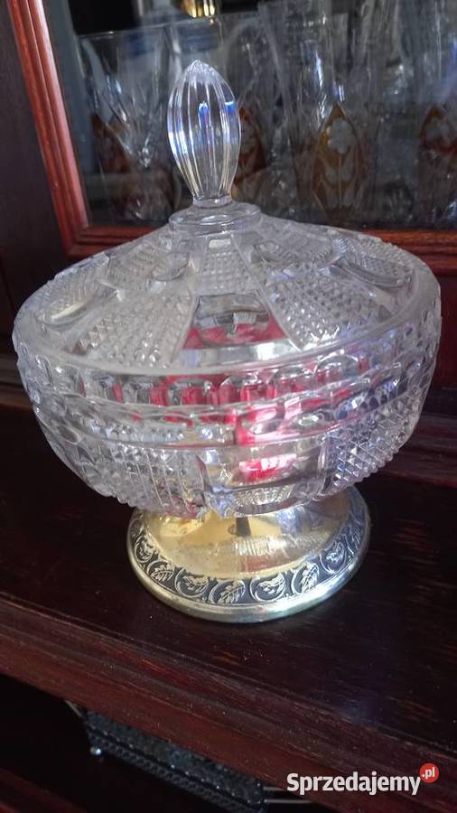 Kryształowa bombonieracukiernica na srebrzone Antyki Warszawa