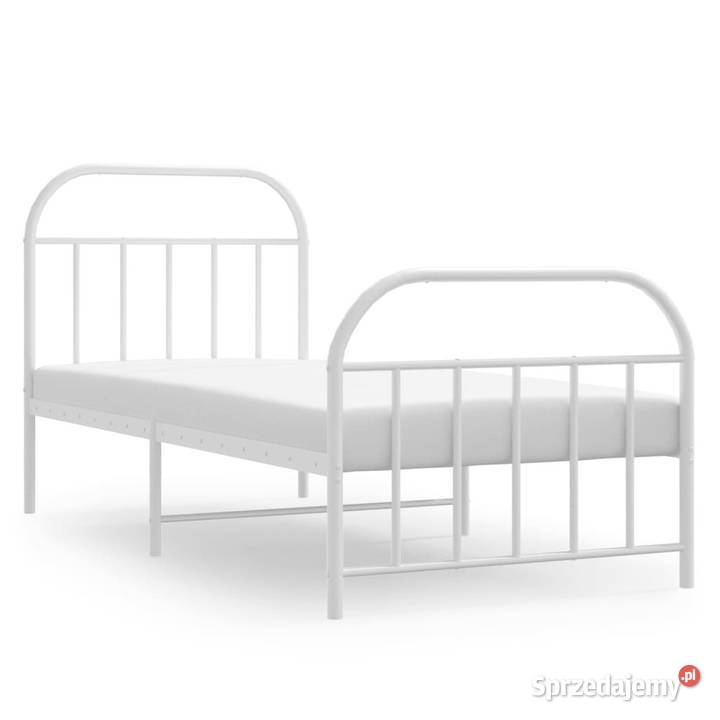 Łóżko Metalowe Białe Rama Łóżka Ze Stelażem 95cm sprzedam