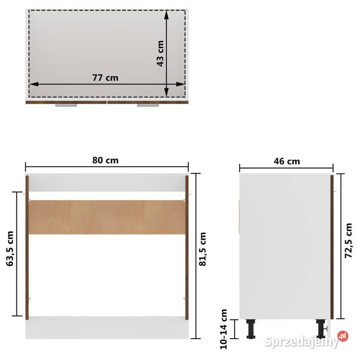 Szafka pod zlewozmywak brązowy dąb 80x46x815 Warszawa