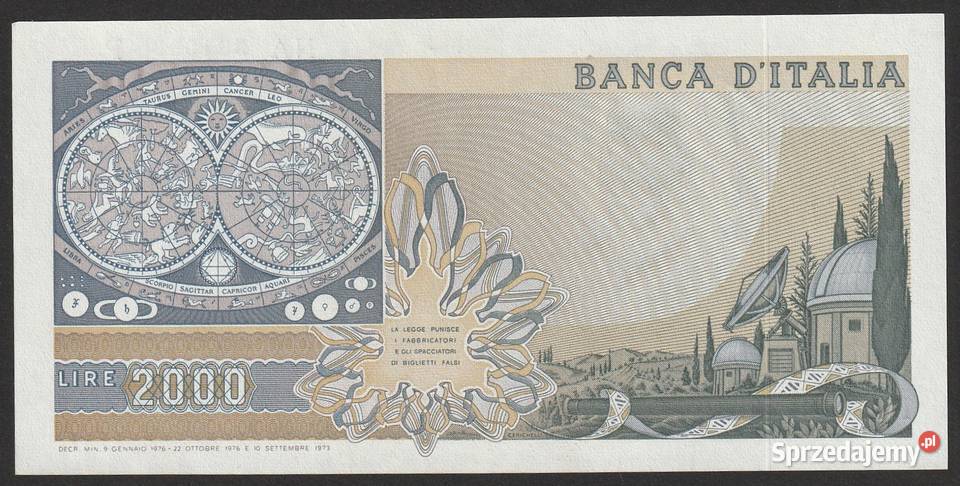 Włochy 2000 lirów 1976 stan bankowy UNC Łódź