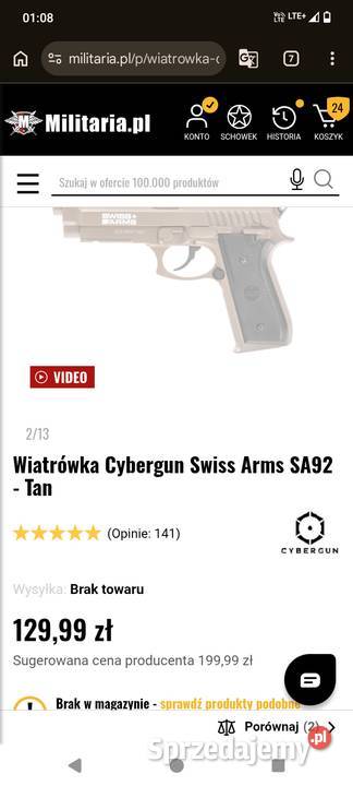 Wiatrówka Cybergun Swiss Arms SA92 Tan wielkopolskie Leszno