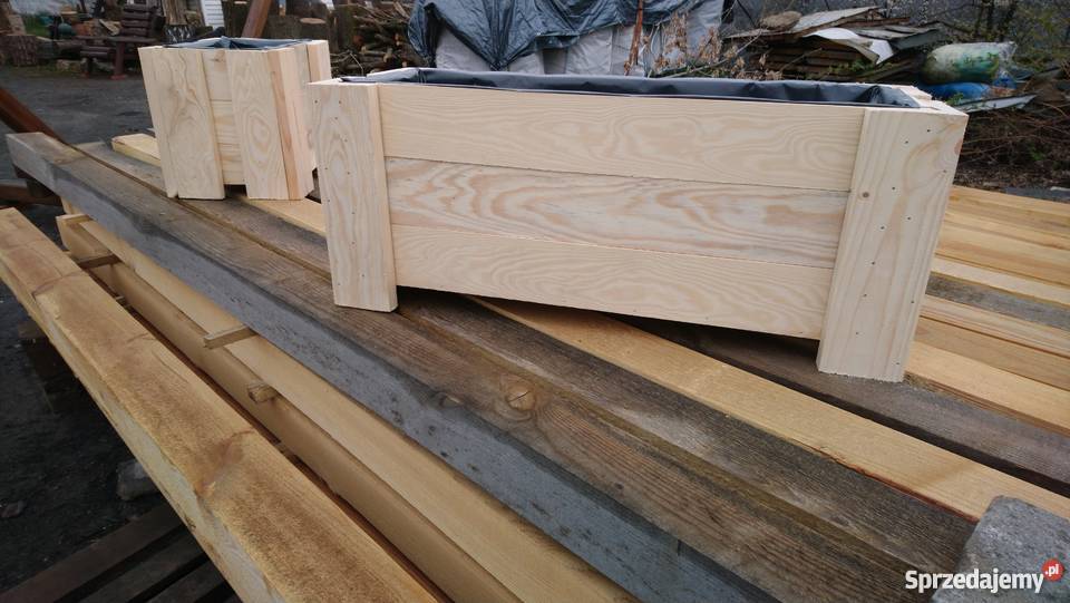 Donica drewniana doniczka skrzynka 803030 folia Józefów