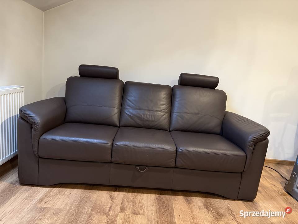 Sofa skórzana 3 os z funkcją spania z 2 fotelami 202cm Sofy i kanapy Konopiska