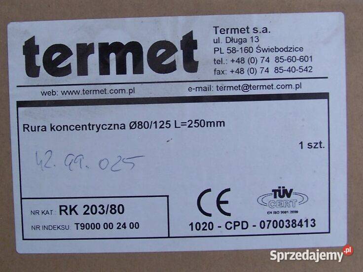 rura komina 80125x250 Termet Kotły i Piece CO Elbląg