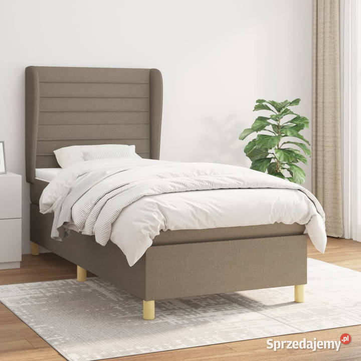 Łóżko kontynentalne z materacem taupe tkanina 203cm Warszawa