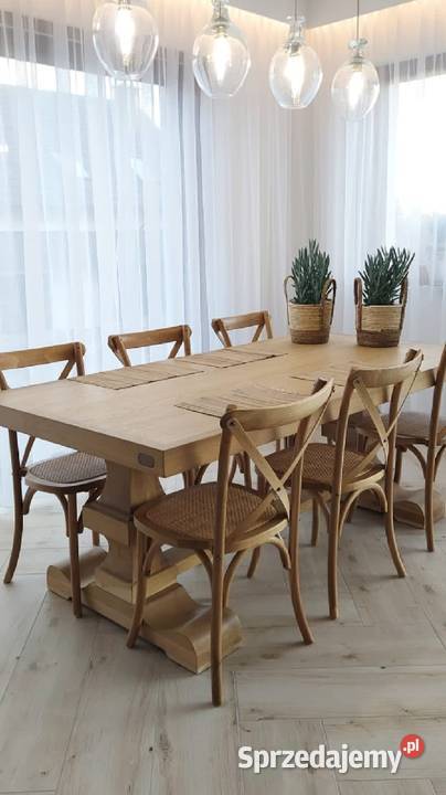 Stół dębowy rozkładany w stylu Hampton naturalny 100cm