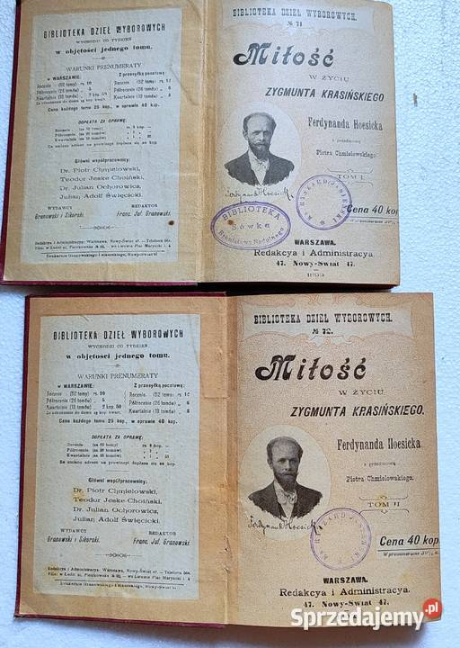 Miłość w życiu Zygmunta Krasińskiego T 12 F Antykwariat Gdańsk