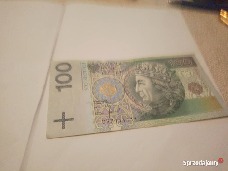 Banknot 100zl DR7111111 Numizmatyka małopolskie Kraków