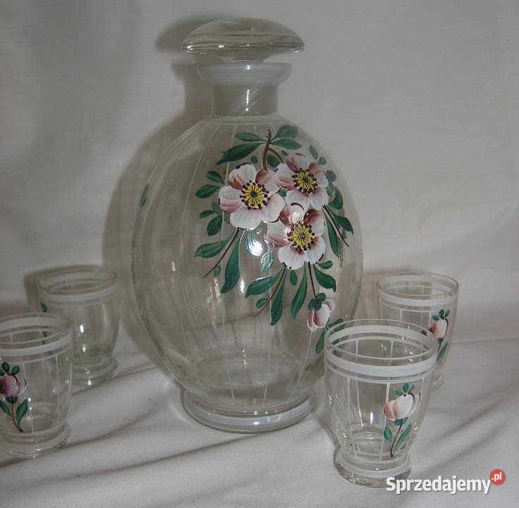 karafka szklana vintage z kieliszkamiDd Bartków