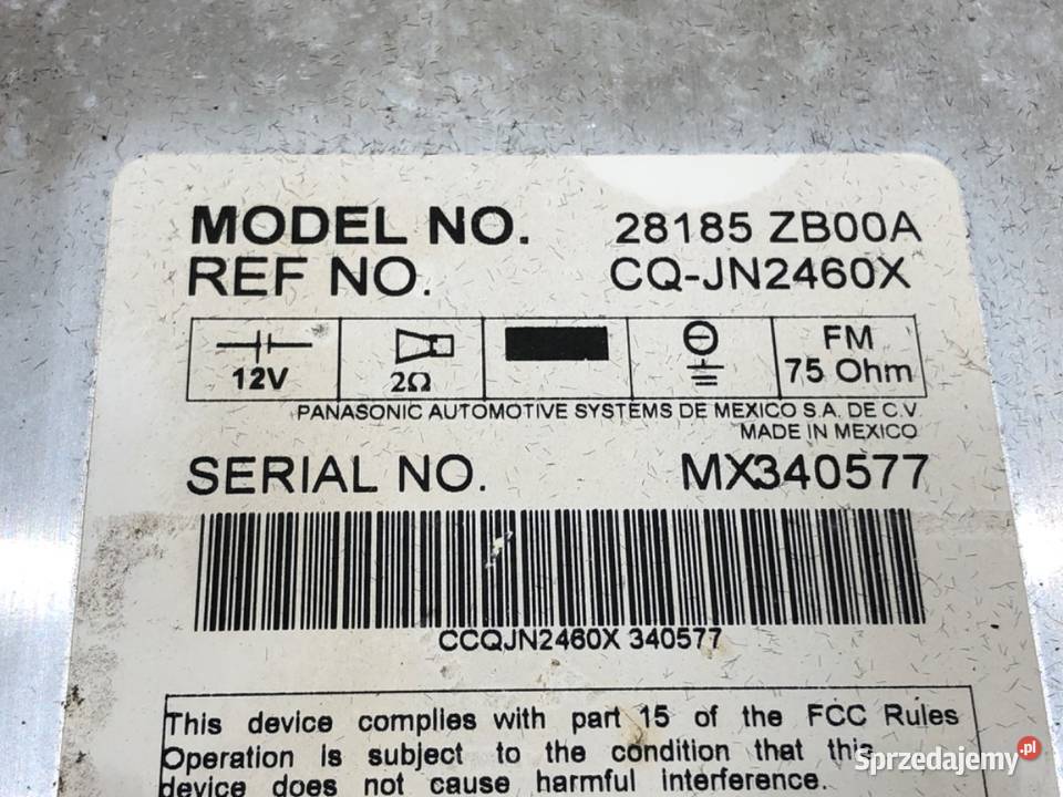 RADIO NISSAN ALTIMA L31 28185ZB00A 0107 Sprzęt audio fabryczny