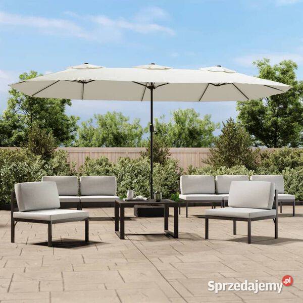 vidaXL Podwójny parasol ogrodowy z LED