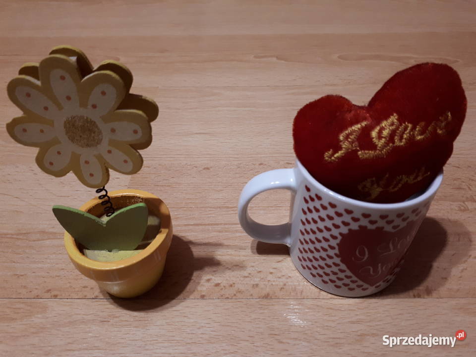 Ozdoby na półkę kwiatek i kubek z pluszowym wielokolorowy Rybnik