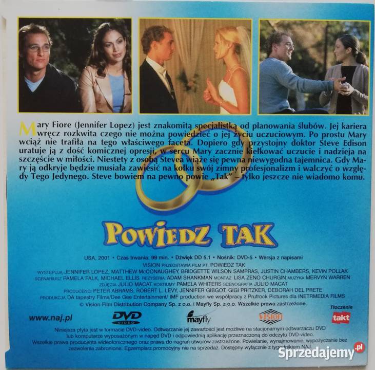 Powiedz tak DVD Jennifer Lopez Matthew DVD