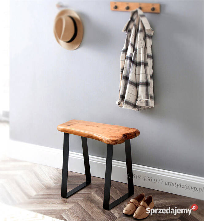taboret stołek drewno dębowe na metalowych mazowieckie