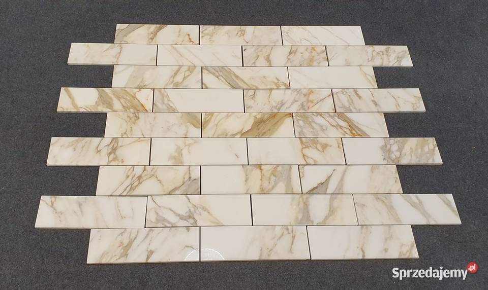 Mozaika Bianco Calacatta Gold Cegiełka poler Bielawa