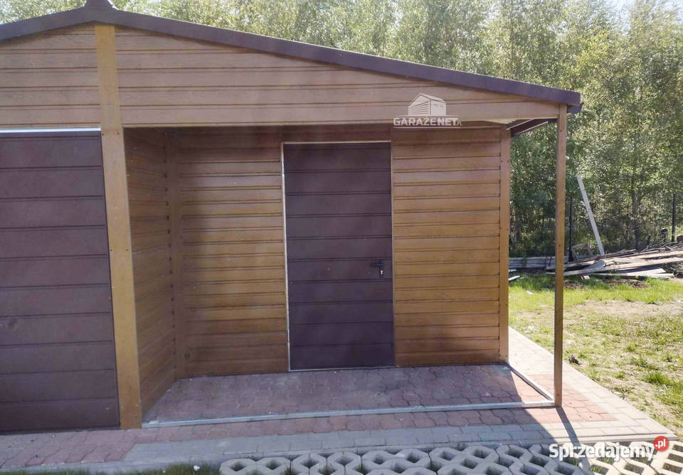 GARAŻ BLASZANY 6m x 6m DWUSPAD BRAMA DRZWI OKNO Łapanów