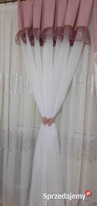 Firany z falbanką brudny róż Mława