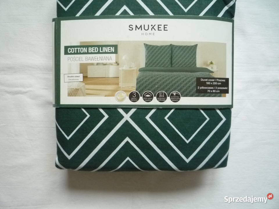 Smukee Nowa pościel bawełniana zielona 160x200 zielony Szczecin
