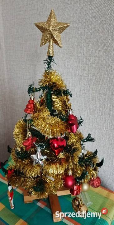 Mała sztuczna choinka z bombkami i oświetleniem Dom i Ogród Łódź