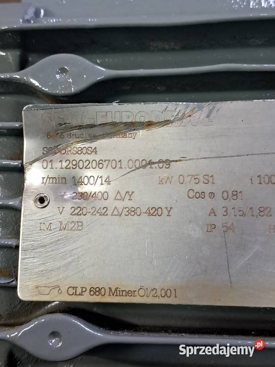 Motoreduktor 075 kW14 obr Leszno sprzedam