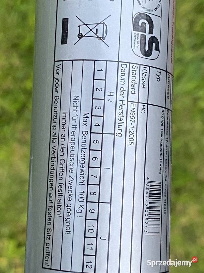 Ławeczka do ćwiczeń tułowia do 100 Jarocin sprzedam